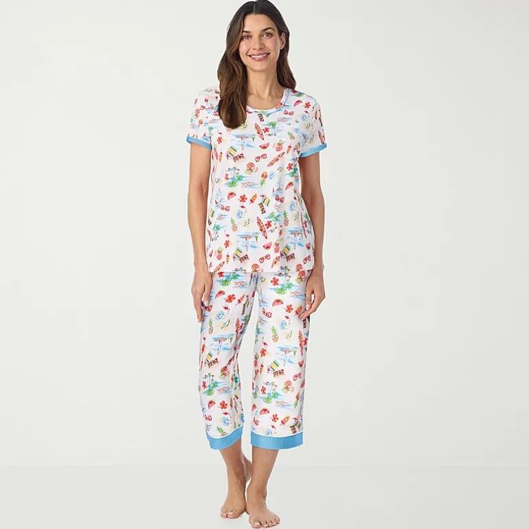 Cuddl Duds Womens Short Sleeve 2-pc. Pajama Set