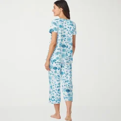 Cuddl Duds Womens Short Sleeve 2-pc. Pajama Set
