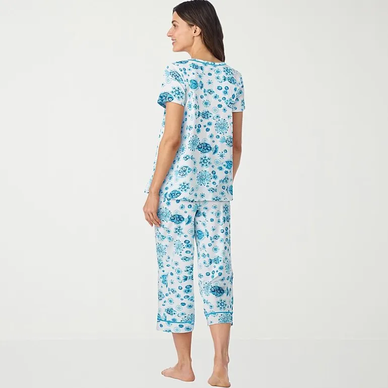 Cuddl Duds Womens Short Sleeve 2-pc. Pajama Set