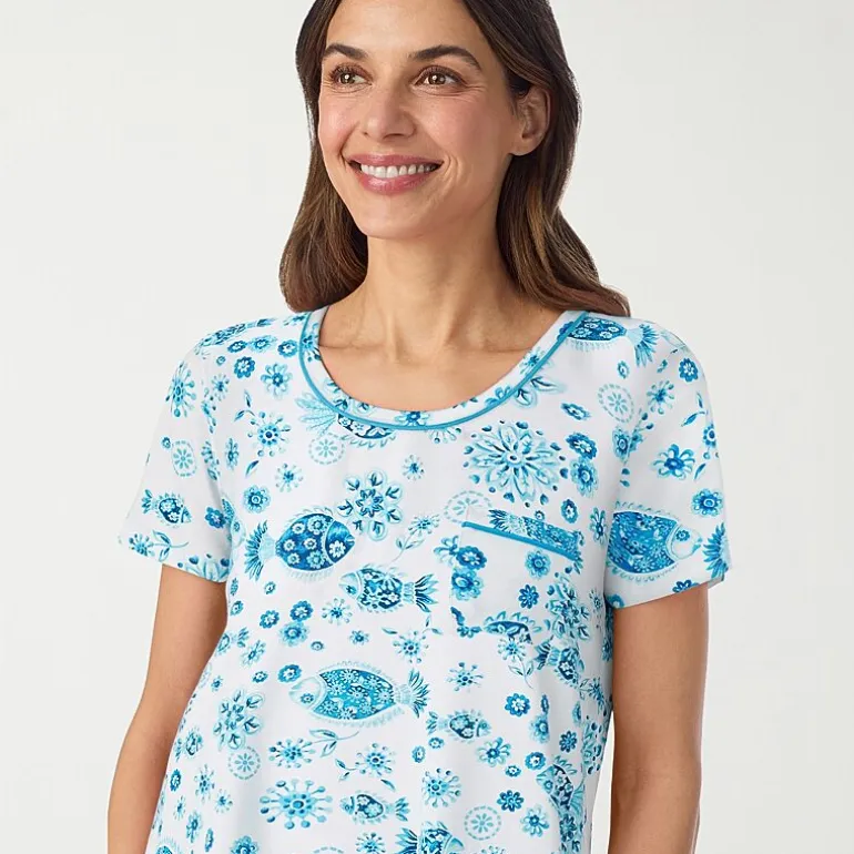 Cuddl Duds Womens Short Sleeve 2-pc. Pajama Set