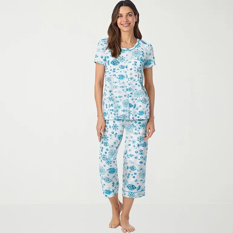Cuddl Duds Womens Short Sleeve 2-pc. Pajama Set