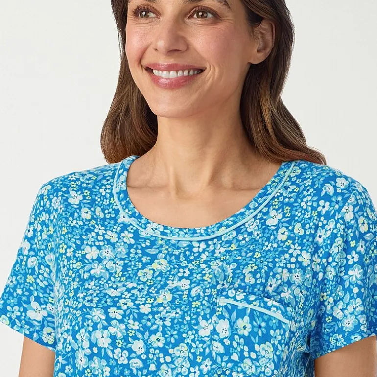 Cuddl Duds Womens Short Sleeve 2-pc. Pajama Set