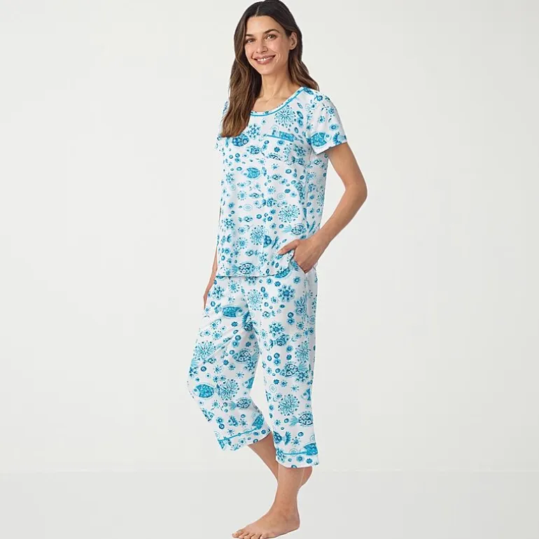 Cuddl Duds Womens Short Sleeve 2-pc. Pajama Set