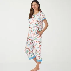 Cuddl Duds Womens Short Sleeve 2-pc. Pajama Set