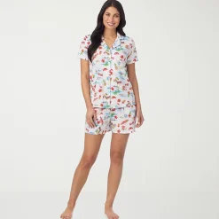 Cuddl Duds Womens Short Sleeve 2-pc. Pajama Set