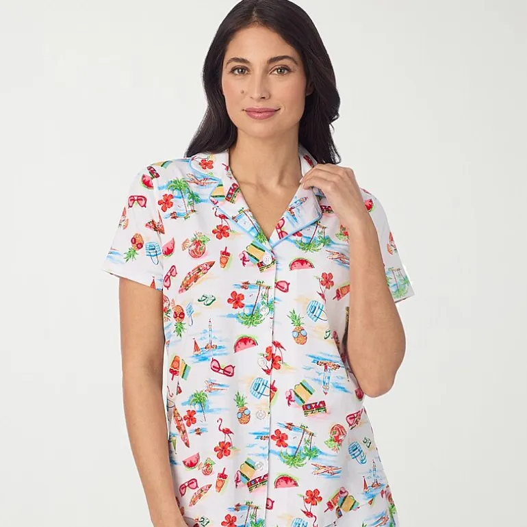 Cuddl Duds Womens Short Sleeve 2-pc. Pajama Set
