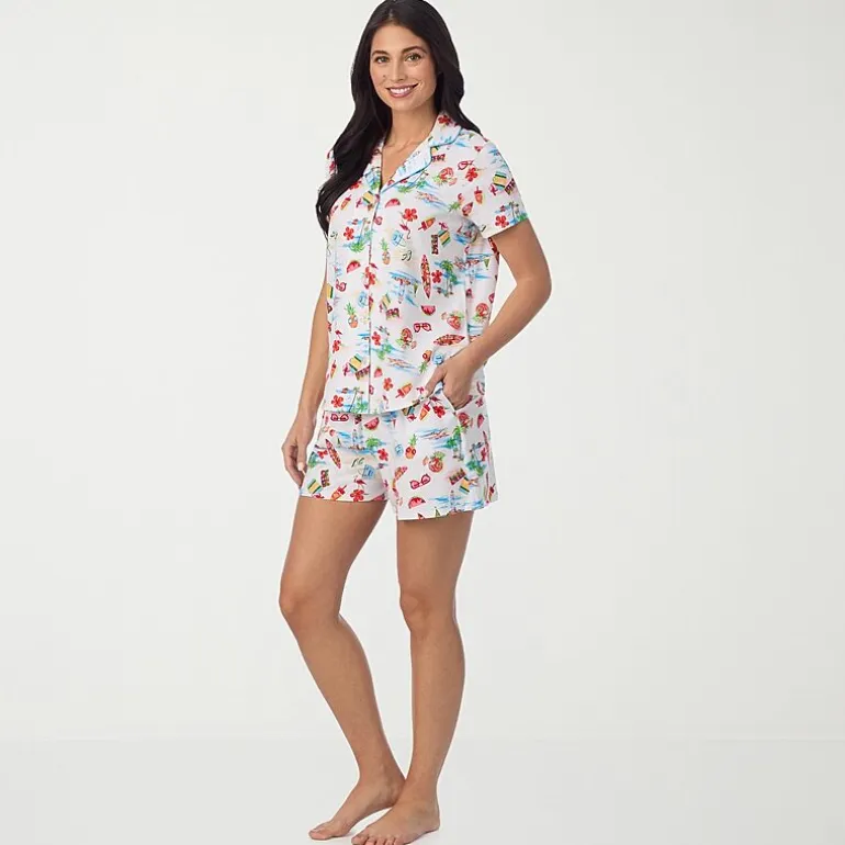 Cuddl Duds Womens Short Sleeve 2-pc. Pajama Set