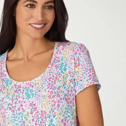 Cuddl Duds Womens Short Sleeve 2-pc. Pajama Set