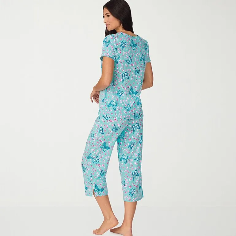 Cuddl Duds Womens Short Sleeve 2-pc. Pajama Set