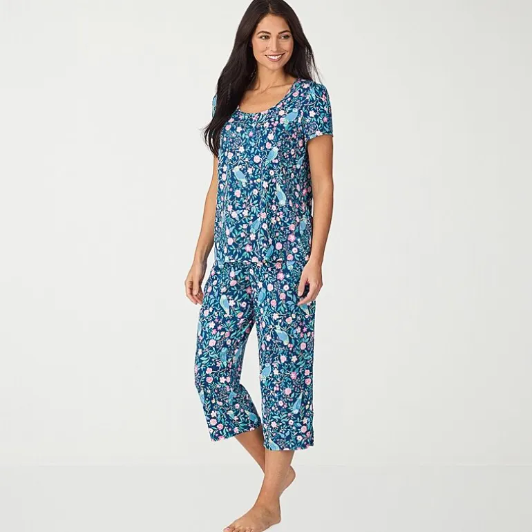 Cuddl Duds Womens Short Sleeve 2-pc. Pajama Set