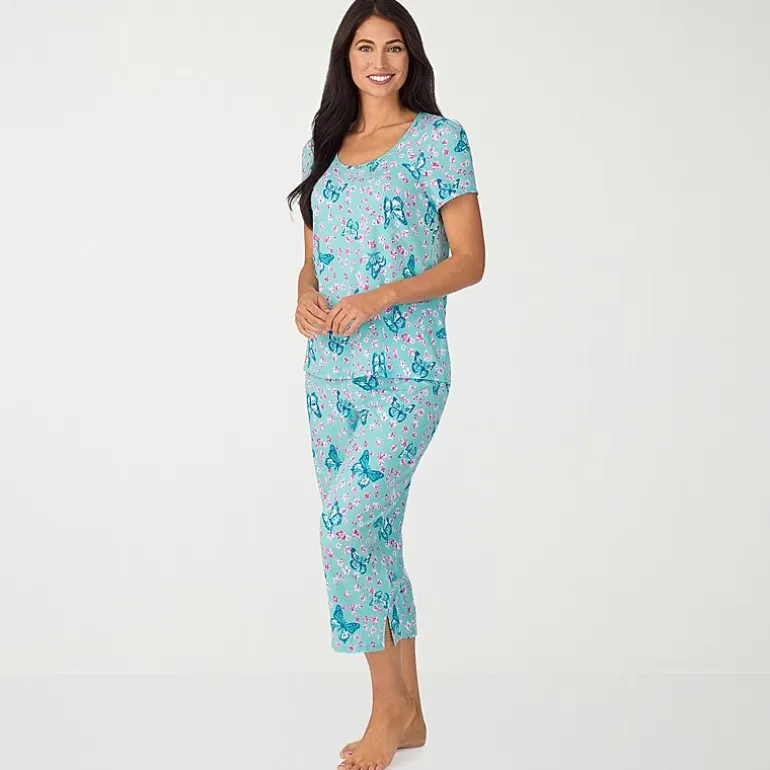 Cuddl Duds Womens Short Sleeve 2-pc. Pajama Set
