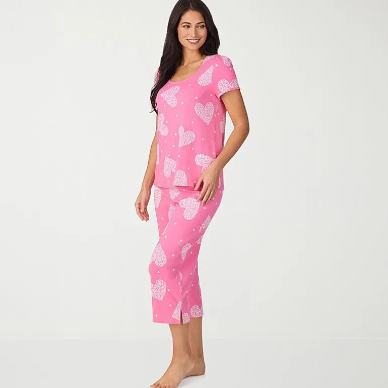 Cuddl Duds Womens Short Sleeve 2-pc. Pajama Set