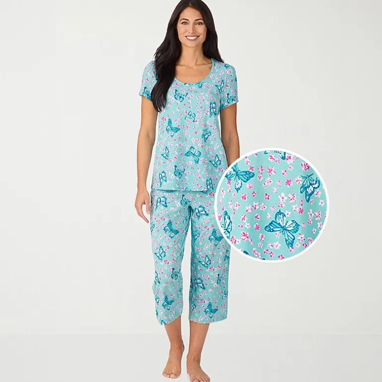 Cuddl Duds Womens Short Sleeve 2-pc. Pajama Set