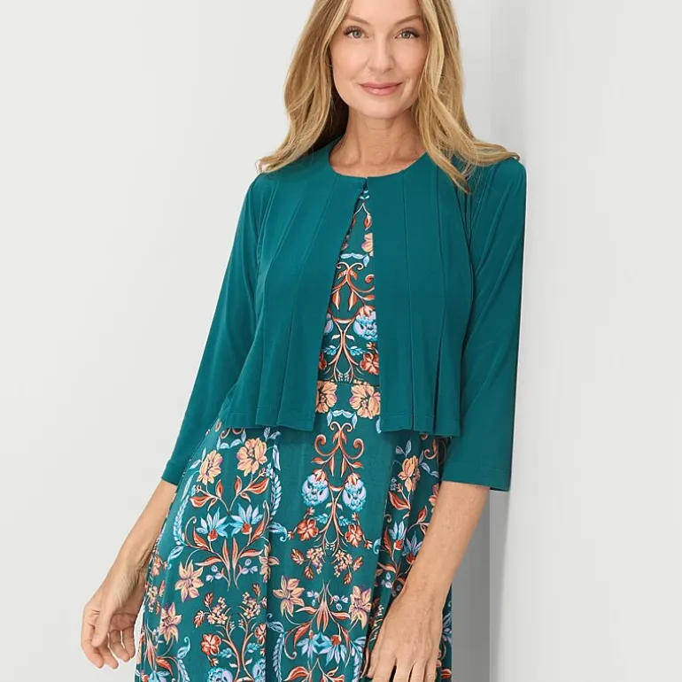 Danny & Nicole Womens Midi Floral Jacket Dress