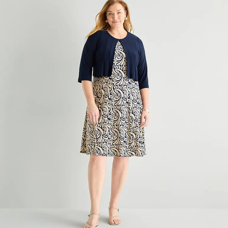 Danny & Nicole Womens Plus Abstract Jacket Dress