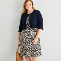 Danny & Nicole Womens Plus Abstract Jacket Dress