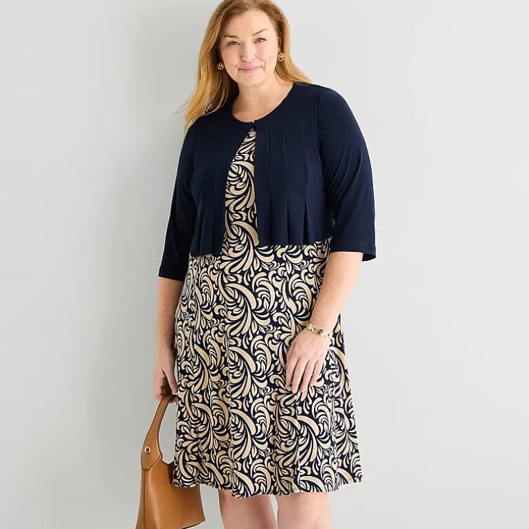 Danny & Nicole Womens Plus Abstract Jacket Dress