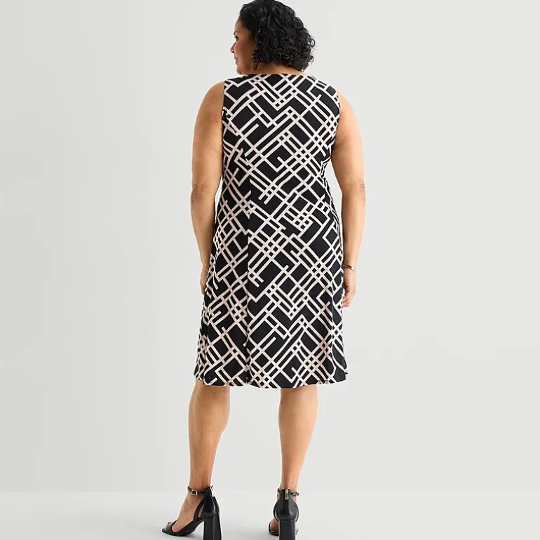 Danny & Nicole Womens Plus Geometric Jacket Dress