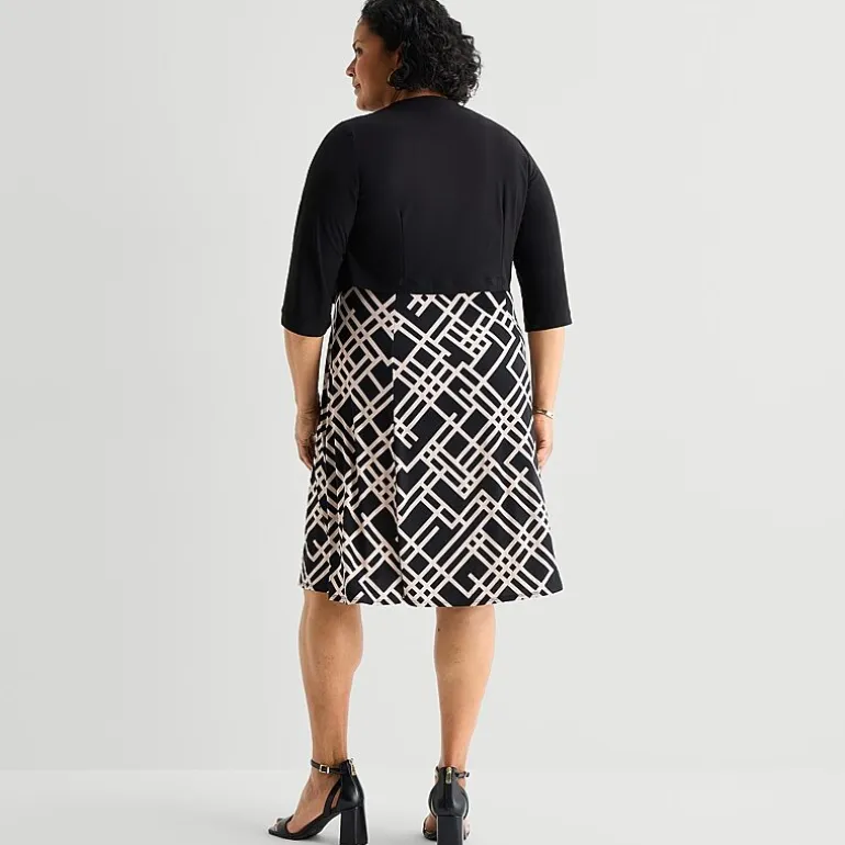 Danny & Nicole Womens Plus Geometric Jacket Dress