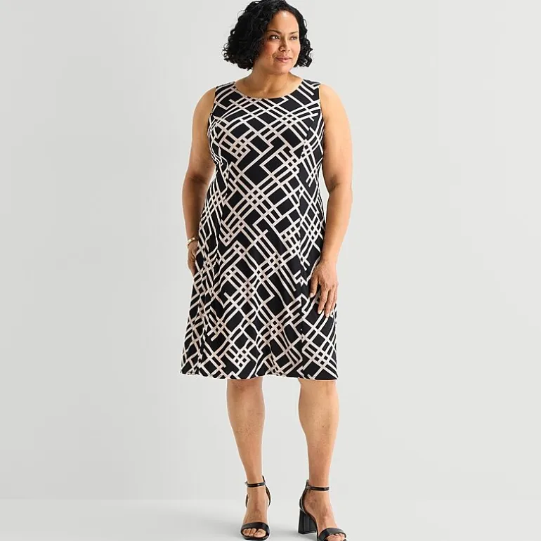 Danny & Nicole Womens Plus Geometric Jacket Dress