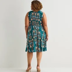 Danny & Nicole Womens Plus Midi Floral Jacket Dress
