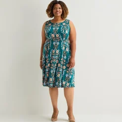 Danny & Nicole Womens Plus Midi Floral Jacket Dress