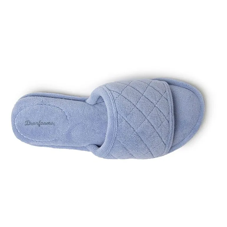 Dearfoams Beatrice Quilted Terry Womens Memory Foam Slip-On Slippers