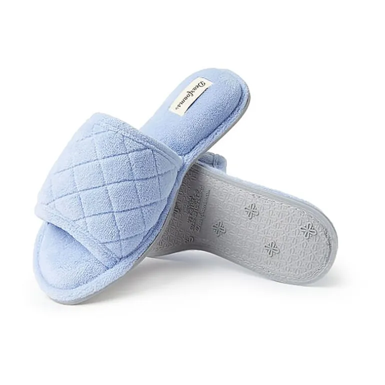 Dearfoams Beatrice Quilted Terry Womens Memory Foam Slip-On Slippers