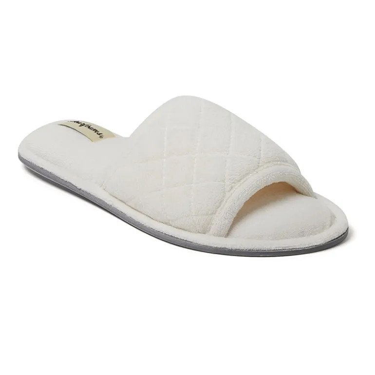 Dearfoams Beatrice Quilted Terry Womens Memory Foam Slip-On Slippers
