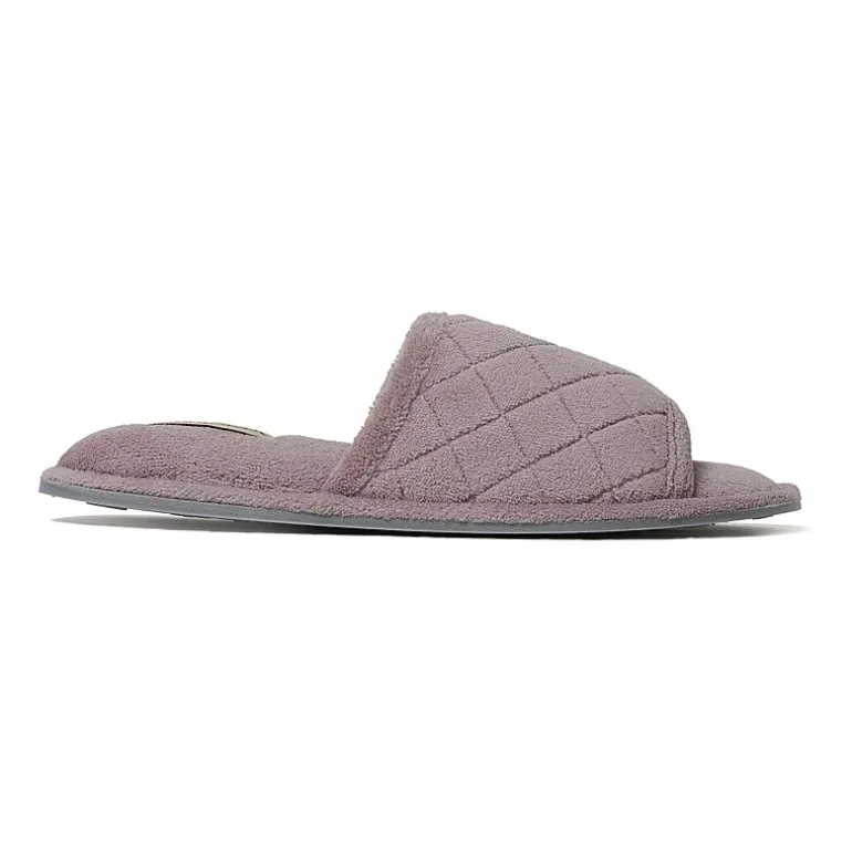Dearfoams Beatrice Quilted Terry Womens Memory Foam Slip-On Slippers