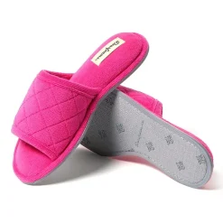 Dearfoams Beatrice Quilted Terry Womens Memory Foam Slip-On Slippers