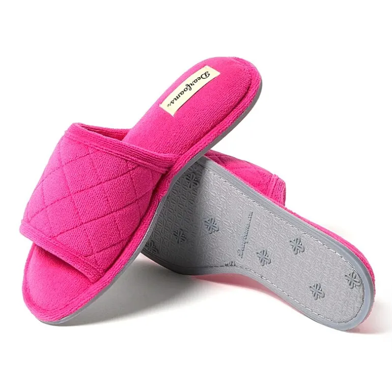Dearfoams Beatrice Quilted Terry Womens Memory Foam Slip-On Slippers