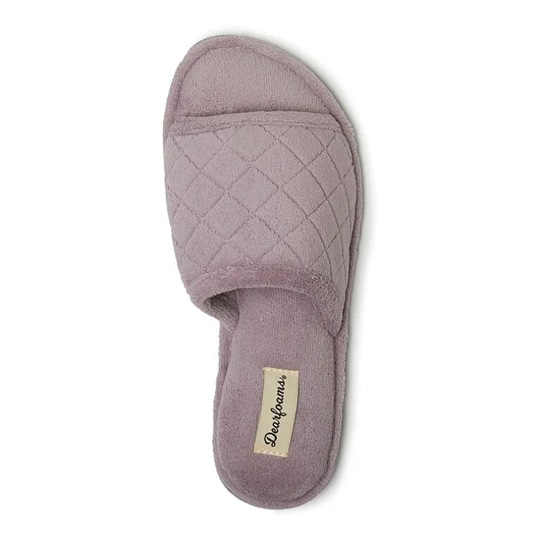Dearfoams Beatrice Quilted Terry Womens Memory Foam Slip-On Slippers