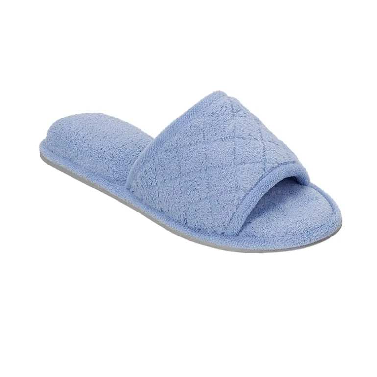 Dearfoams Beatrice Quilted Terry Womens Memory Foam Slip-On Slippers