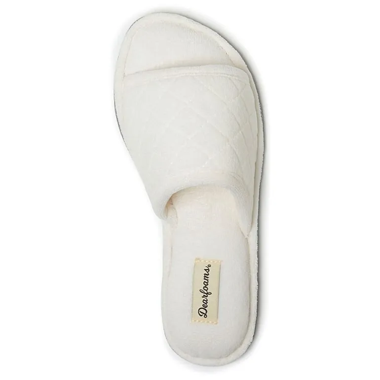 Dearfoams Beatrice Quilted Terry Womens Memory Foam Slip-On Slippers