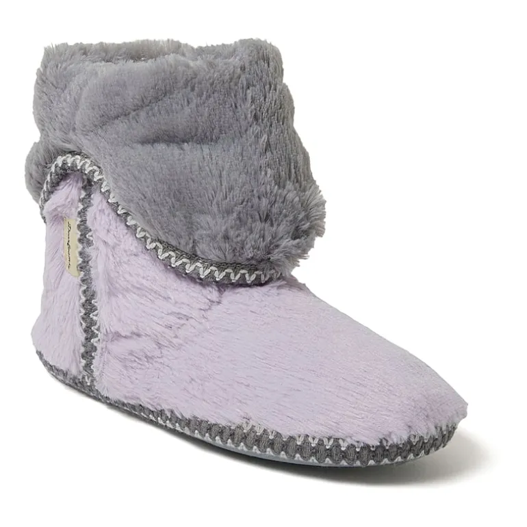 Dearfoams Beth Furry Womens Memory Foam Bootie Slippers