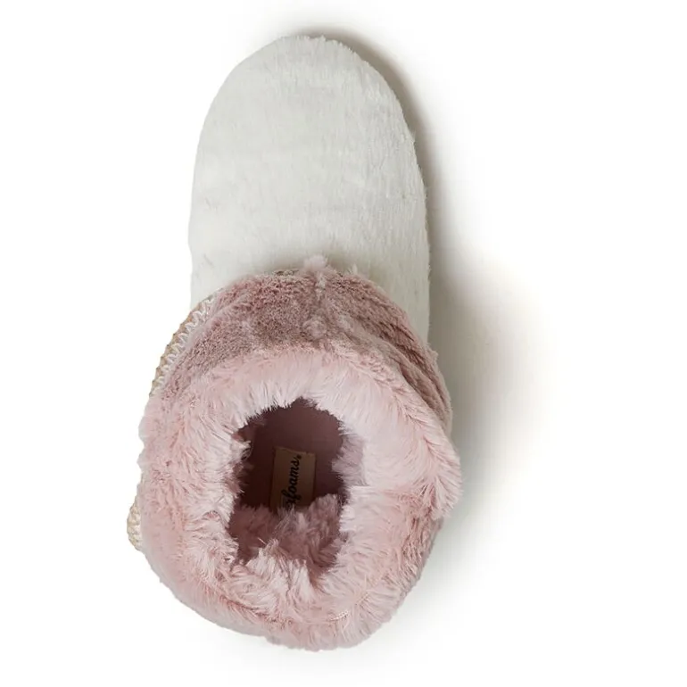 Dearfoams Beth Furry Womens Memory Foam Bootie Slippers