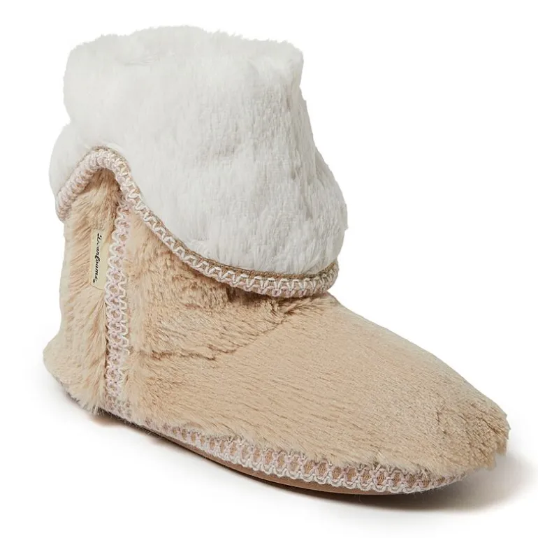 Dearfoams Beth Furry Womens Memory Foam Bootie Slippers