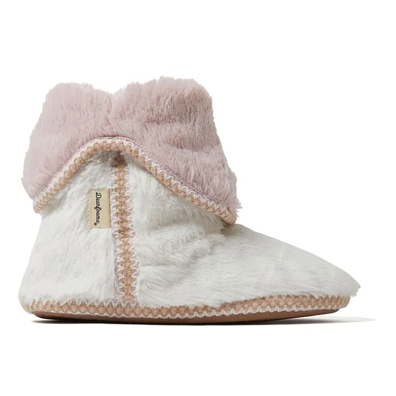 Dearfoams Beth Furry Womens Memory Foam Bootie Slippers