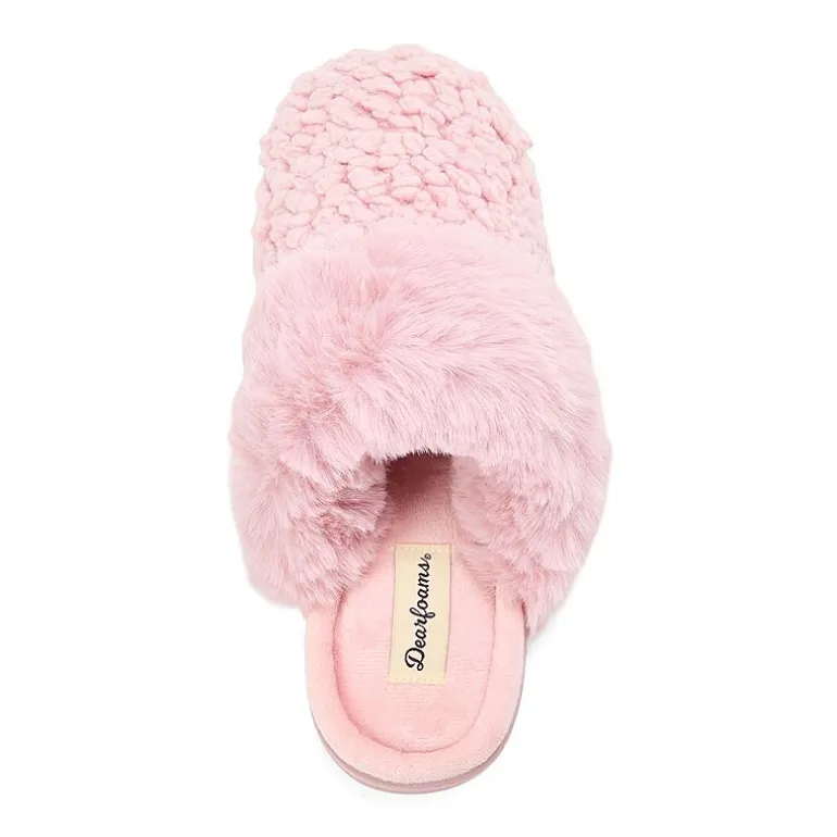 Dearfoams Courtney Knit Scuff Womens Memory Foam Slip-On Slippers