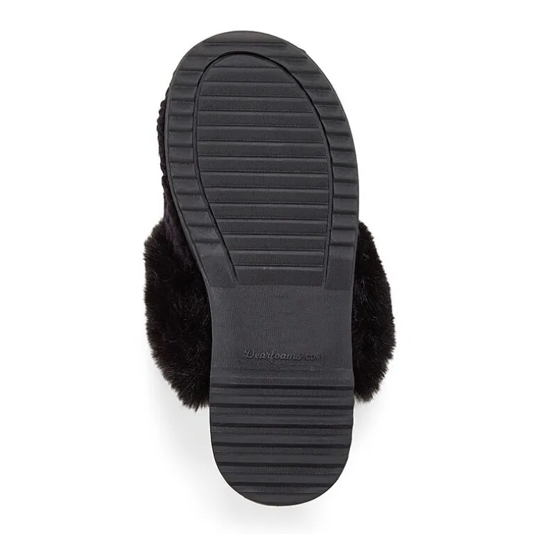 Dearfoams Courtney Knit Scuff Womens Memory Foam Slip-On Slippers