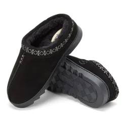 Dearfoams Doreen Genuine Suede Clog With Embroidery Womens Slip-On Slippers