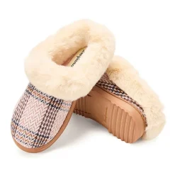 Dearfoams Hannah Festive Knit Womens Memory Foam Clog Slippers