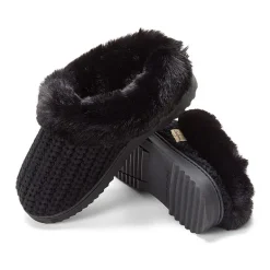 Dearfoams Hannah Festive Knit Womens Memory Foam Clog Slippers