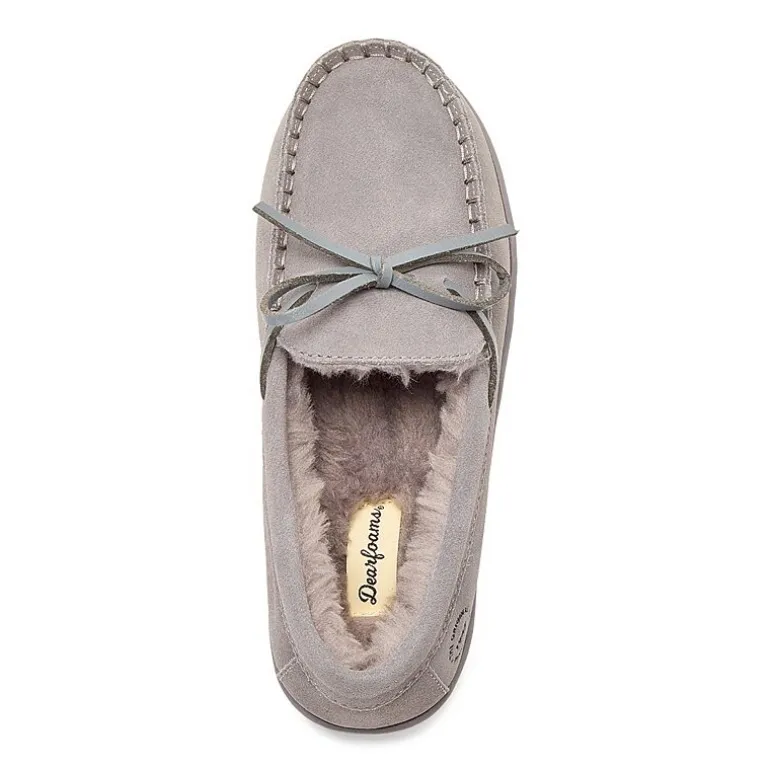 Dearfoams Harriet Genuine Suede Moc Womens Slip-On Slippers