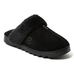 Dearfoams Helena Genuine Suede Scuff Womens Memory Foam Slip-On Slippers
