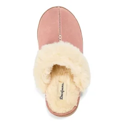 Dearfoams Helena Genuine Suede Scuff Womens Memory Foam Slip-On Slippers