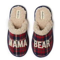 Dearfoams Mama Bear Plaid Scuff Womens Memory Foam Slip-On Slippers