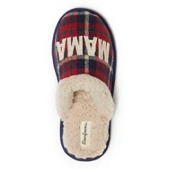 Dearfoams Mama Bear Plaid Scuff Womens Memory Foam Slip-On Slippers