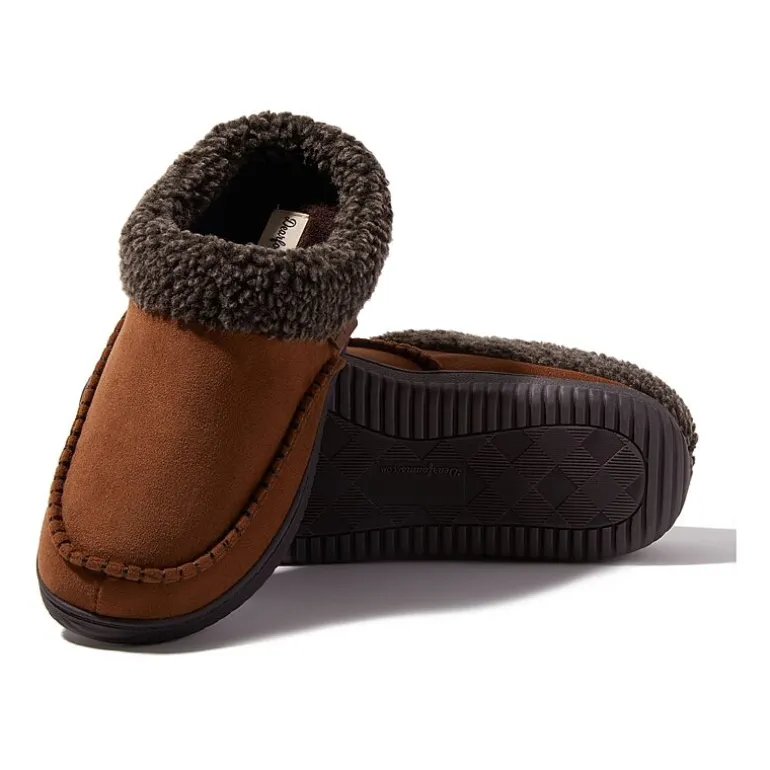 Dearfoams Marshall Microsuede Moc Toe Mens Memory Foam Clog Slippers